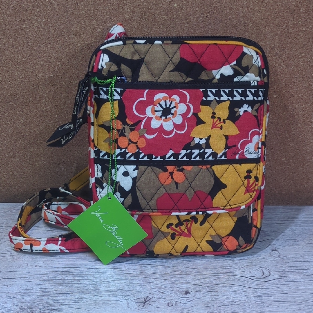 Vera Bradley Red and Yellow Crossbody Bag Quilted Design